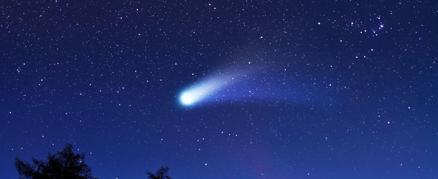 A comet in the evening sky.