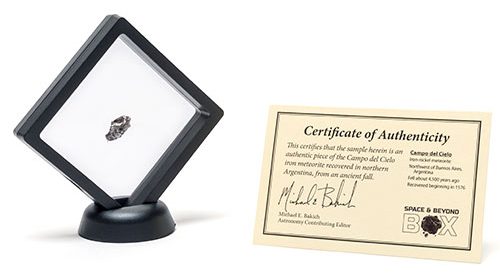 The Campo del Cielo meteorite sample and certificate