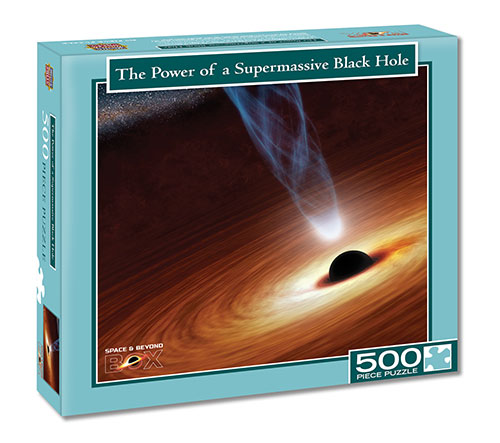 The puzzle box cover showing a supermassive black hole