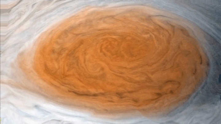 An animation of the great red spot rotating