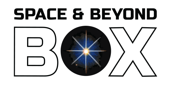 The Space & Beyond Box solar system logo with the sun as the letter O in the word box